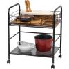 imageIRIS USA Inc 2Tier Kitchen Storage Rolling Cart with Lockable Caster Wheels Coffee Cart Pantry Rack Home Bar Serving Cart Rustic Brown WideWide