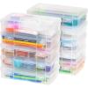 imageIRIS USA Pencil Case Box Storage Container for Organizing with Snap Lid 10Pack Big Capacity Stackable Plastic Pen Pouch for Craft Hobby Art Supplies Journaling Stationery Sticker Clear SmallMedium  10 Pack
