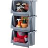 imageIRIS USA Stackable Storage Bins Open Front Medium  3 Pack Heavy Duty Garage Organization Storage Bin Tools Garden Hose Household Product Wide Open Front Interlocked Secure Stacking GrayMedium  3 Pack