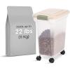 imageIRIS USA WeatherPro Airtight Dog Food Storage Container Up to 22 lbs Attachable Wheels For Dog Cat Bird and Other Pet Food Storage Bin Keep Fresh Easy Mobility BPA Free SmokeClearAlmond