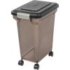 imageIRIS USA WeatherPro Airtight Dog Food Storage Container Up to 22 lbs Attachable Wheels For Dog Cat Bird and Other Pet Food Storage Bin Keep Fresh Easy Mobility BPA Free SmokeSmokeBlack