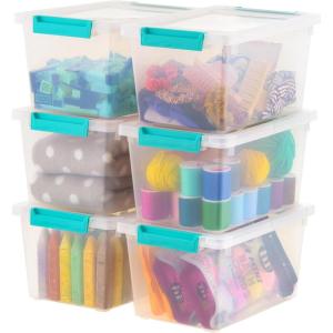 imageIRIS USA 2 Qt Plastic Storage Bins Containers with Lids 6 Pack Sensory Bin Craft Storage Craft Organizers and Storage Organizing Container for Home Office and Art Supplies Stackable Clear4 Qt  6 Pack