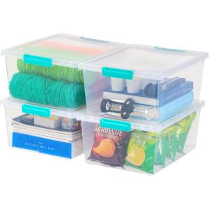 imageIRIS USA 2 Qt Plastic Storage Bins Containers with Lids 6 Pack Sensory Bin Craft Storage Craft Organizers and Storage Organizing Container for Home Office and Art Supplies Stackable Clear12 Qt  4 Pack