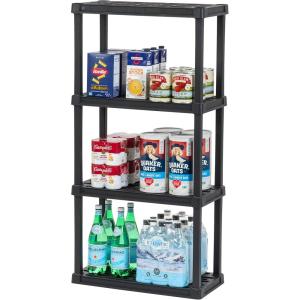 imageIRIS USA 2Shelf Heavy Duty Plastic Storage Shelves 80lb Capacity 17quotH x 24quotW x 12quotD Medium Modular Shelving Unit Storage Organizer for Garage Home Bathroom ampamp Laundry Storage Rack  Black4Tier