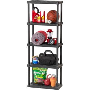 imageIRIS USA 2Shelf Heavy Duty Plastic Storage Shelves 80lb Capacity 17quotH x 24quotW x 12quotD Medium Modular Shelving Unit Storage Organizer for Garage Home Bathroom ampamp Laundry Storage Rack  Black5Tier