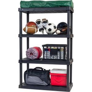 imageIRIS USA 4Tier Shelves 48quotL x 18quotW x 73quotH Up to 1200 lb Adjustable Garage Shelving Heavy Duty Metal Storage Shelves Wire Rack Removable Locking Wheel Shed Office Kitchen Garage Organizer Shelf4Tier