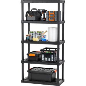 imageIRIS USA 4Tier Shelves 48quotL x 18quotW x 73quotH Up to 1200 lb Adjustable Garage Shelving Heavy Duty Metal Storage Shelves Wire Rack Removable Locking Wheel Shed Office Kitchen Garage Organizer Shelf5Tier