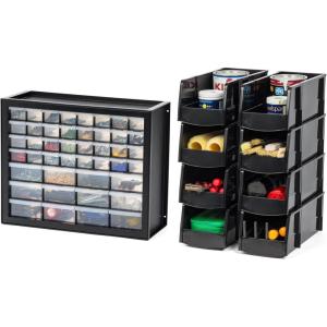 imageIRIS USA Bead Organizer Storage Bin Drawer Cabinet 64Drawer Plastic Organization Chest for Screws Bolts Nails Hardware Small Parts Electronics Charm Tools Scrapbook Art Craft Hobby Supplies  WhiteBlack