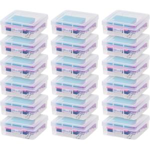 imageIRIS USA Pencil Case Box Storage Container for Organizing with Snap Lid 10Pack Big Capacity Stackable Plastic Pen Pouch for Craft Hobby Art Supplies Journaling Stationery Sticker Clear SmallSmall  18 Pack