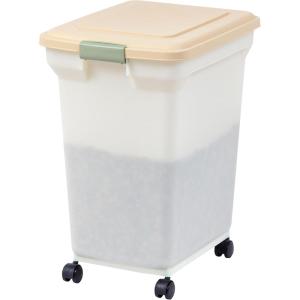 imageIRIS USA WeatherPro Airtight Dog Food Storage Container Up to 58 lbs Attachable Wheels For Dog Cat Bird and Other Pet Food Storage Bin Keep Fresh Easy Mobility BPA Free SmokePearlAlmond