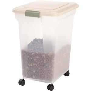 imageIRIS USA WeatherPro Airtight Dog Food Storage Container Up to 58 lbs Attachable Wheels For Dog Cat Bird and Other Pet Food Storage Bin Keep Fresh Easy Mobility BPA Free SmokeClearAlmond