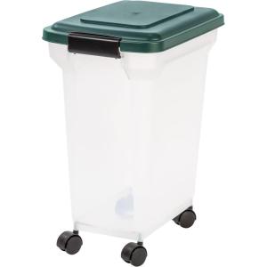 imageRemington WeatherPro Airtight Dog Food Storage Container Up to 22 lbs Attachable Wheels For Dog Cat Bird and Other Pet Food Storage Bin Keep Fresh Translucent Body Green22 lbs