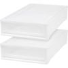 image275 Qt Plastic Under Bed Storage Stackable Organizer Bin Container with Sliding Organizer Drawers 2Pack MultiPurpose for Clothes Shoes Clothing Bedding White