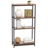 imageIRIS USA 246quot 4Tier Wide Wood and Metal Shelf Sturdy Home Dcor Storage Rack with Height Adjustable Shelves and Feet Dark BrownBlack4Tier