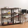 imageIRIS USA 246quot 4Tier Wide Wood and Metal Shelf Sturdy Home Dcor Storage Rack with Height Adjustable Shelves and Feet Dark BrownBlack4Tier