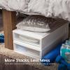 imageIRIS USA 27 Qt Plastic Under Bed Storage Stackable Organizer Bin Container with Sliding Organizer Drawers 4Pack MultiPurpose for Clothes Shoes Clothing Bedding White27 Qt  4 Pack
