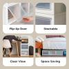 imageIRIS USA 27 Qt Plastic Under Bed Storage Stackable Organizer Bin Container with Sliding Organizer Drawers 4Pack MultiPurpose for Clothes Shoes Clothing Bedding White42 Qt Flip Door  3 Pack