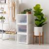 imageIRIS USA 27 Qt Plastic Under Bed Storage Stackable Organizer Bin Container with Sliding Organizer Drawers 4Pack MultiPurpose for Clothes Shoes Clothing Bedding White42 Qt Flip Door  3 Pack