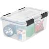 imageIRIS USA 32 Quart WEATHERPRO Plastic Storage Box with Durable Lid and Seal and Secure Latching Buckles Clear with Black Buckles 6 Pack19 Qt  Single