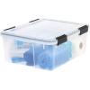 imageIRIS USA 32 Quart WEATHERPRO Plastic Storage Box with Durable Lid and Seal and Secure Latching Buckles Clear with Black Buckles 6 Pack30 Qt  Single
