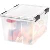 imageIRIS USA 32 Quart WEATHERPRO Plastic Storage Box with Durable Lid and Seal and Secure Latching Buckles Clear with Black Buckles 6 Pack466 Qt  Single