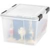 imageIRIS USA 32 Quart WEATHERPRO Plastic Storage Box with Durable Lid and Seal and Secure Latching Buckles Clear with Black Buckles 6 Pack466 Qt  Single