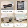 imageIRIS USA 33 Qt Plastic Under Bed Storage Organizer Bin Container with Secure Lids and Durable Black Buckles 3Pack MultiPurpose for Clothes Shoes Clothing Bedding Short Clear33 Qt Short  3 Pack