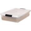 imageIRIS USA 33 Qt Plastic Under Bed Storage Organizer Bin Container with Secure Lids and Durable Black Buckles 3Pack MultiPurpose for Clothes Shoes Clothing Bedding Short Clear40 Qt  3 Pack