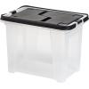 imageIRIS USA File Box WeatherPro Portable File Organizer Plastic File Box for Letter File w OrganizerLid Durable Lid and Gasket Seal Secure Latching Buckles Stackable Lockable Clear 19 Qt 4 PackClearBlack  4 Pack
