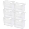 imageIRIS USA Medium Portable Desktop File Box with Open Lid 6 Pack Side Handles Tabs ampamp Inserts Hanging File Folders LetterSize File Magazine Newspaper Mail Document Notebook BlackClear