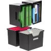 imageIRIS USA Medium Portable Desktop File Box with Open Lid 6 Pack Side Handles Tabs ampamp Inserts Hanging File Folders LetterSize File Magazine Newspaper Mail Document Notebook BlackBlack