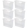 imageIRIS USA Medium Portable Desktop File Box with Open Lid 6 Pack Side Handles Tabs ampamp Inserts Hanging File Folders LetterSize File Magazine Newspaper Mail Document Notebook BlackClear