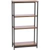 imageIRIS USA 246quot 4Tier Wide Wood and Metal Shelf Sturdy Home Dcor Storage Rack with Height Adjustable Shelves and Feet Dark BrownBlack4Tier
