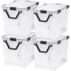 imageIRIS USA 32 Quart WEATHERPRO Plastic Storage Box with Durable Lid and Seal and Secure Latching Buckles Clear with Black Buckles 6 Pack103 Qt  4 Pack