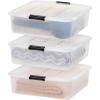 imageIRIS USA 33 Qt Plastic Under Bed Storage Organizer Bin Container with Secure Lids and Durable Black Buckles 3Pack MultiPurpose for Clothes Shoes Clothing Bedding Short Clear33 Qt Short  3 Pack