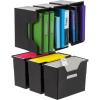 imageIRIS USA Medium Portable Desktop File Box with Open Lid 6 Pack Side Handles Tabs ampamp Inserts Hanging File Folders LetterSize File Magazine Newspaper Mail Document Notebook BlackBlack