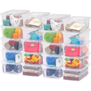 imageIRIS USA 20Pack Storage Bins with Lids 6 Quart Shoe Boxes Clear Stackable Containers Organize Shoes Closet Shelves Classroom Organization Teacher Tools Game Storage  BPAFree Plastic6 Qt  20 Pack