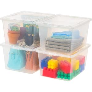 imageIRIS USA 20Pack Storage Bins with Lids 6 Quart Shoe Boxes Clear Stackable Containers Organize Shoes Closet Shelves Classroom Organization Teacher Tools Game Storage  BPAFree Plastic25 Qt  4 Pack