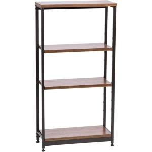 imageIRIS USA 246quot 4Tier Wide Wood and Metal Shelf Sturdy Home Dcor Storage Rack with Height Adjustable Shelves and Feet Dark BrownBlack4Tier