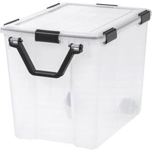imageIRIS USA 32 Quart WEATHERPRO Plastic Storage Box with Durable Lid and Seal and Secure Latching Buckles Clear with Black Buckles 6 Pack103 Qt  Single