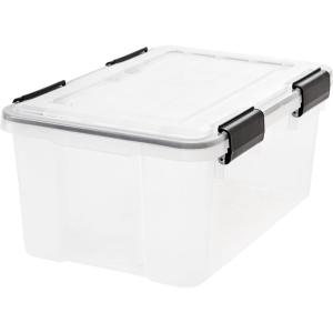 imageIRIS USA 32 Quart WEATHERPRO Plastic Storage Box with Durable Lid and Seal and Secure Latching Buckles Clear with Black Buckles 6 Pack19 Qt  Single