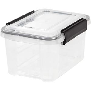 imageIRIS USA 32 Quart WEATHERPRO Plastic Storage Box with Durable Lid and Seal and Secure Latching Buckles Clear with Black Buckles 6 Pack65 Qt  Single