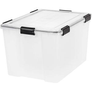 imageIRIS USA 32 Quart WEATHERPRO Plastic Storage Box with Durable Lid and Seal and Secure Latching Buckles Clear with Black Buckles 6 Pack74 Qt  Single