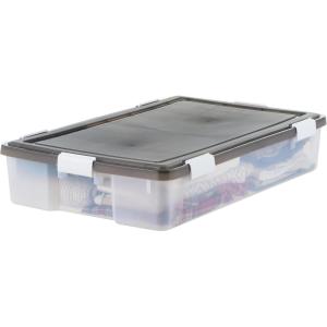 imageIRIS USA 33 Qt Plastic Under Bed Storage Organizer Bin Container with Secure Lids and Durable Black Buckles 3Pack MultiPurpose for Clothes Shoes Clothing Bedding Short ClearWeatherpro 47 Qt  Single