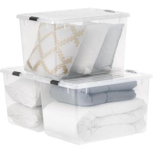 imageIRIS USA 6 Qt Stackable Plastic Storage Bins with Lids 10 Pack  BPAFree Made in USA  SeeThrough Organizing Solution Latches Durable Nestable Containers Secure Pull Handle  Clear144 Qt  3 Pack