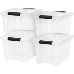 imageIRIS USA 6 Qt Stackable Plastic Storage Bins with Lids 10 Pack  BPAFree Made in USA  SeeThrough Organizing Solution Latches Durable Nestable Containers Secure Pull Handle  Clear19 Qt  4 Pack
