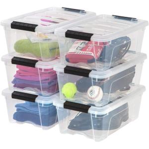 imageIRIS USA 6 Qt Stackable Plastic Storage Bins with Lids 10 Pack  BPAFree Made in USA  SeeThrough Organizing Solution Latches Durable Nestable Containers Secure Pull Handle  Clear13 Qt  6 Pack