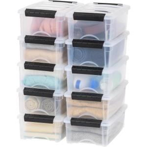 imageIRIS USA 6 Qt Stackable Plastic Storage Bins with Lids 10 Pack  BPAFree Made in USA  SeeThrough Organizing Solution Latches Durable Nestable Containers Secure Pull Handle  Clear6 Qt  10 Pack