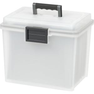 imageIRIS USA File Box WeatherPro Portable File Organizer Plastic File Box for Letter File w OrganizerLid Durable Lid and Gasket Seal Secure Latching Buckles Stackable Lockable Clear 19 Qt 4 PackAirtight  Pearl  Single