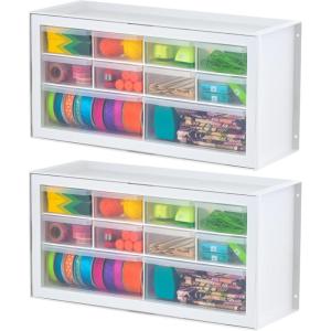 imageIRIS USA Screw Tool Organizer Small Parts Cabinet Chest 36Drawer Hardware Electronics Nuts Bolts Storage Drawers Organization Toolbox Garage Craft Business Teacher Beads Scrapbook Art Hobby  White10 Drawer  2 Pack